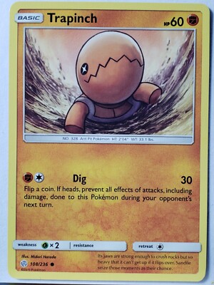 Trapinch 108/236 LP - Cosmic Eclipse Pokemon Card - Midori Harada