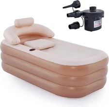Inflatable bathtub (with electric air pump and bath pillow), portable bathtubs