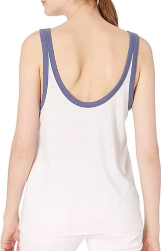 NWT RVCA Women's Peace Off Tank Top Size L MSRP $29 Logo USA White Blue Red - Picture 2 of 10