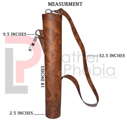 Traditional Archery Arrow Back Quiver Cow Genuine Leather Adjustable Strap Bag - Picture 6 of 7