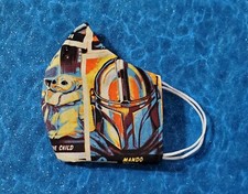 Washable Handmade Fabric Face Mask filter pocket STAR WARS MANDALORIAN THE CHILD