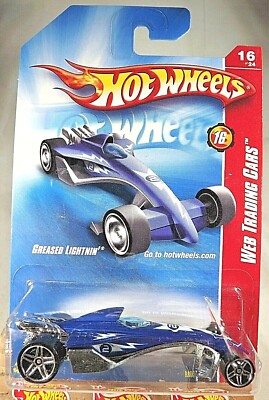 2008 Hot Wheels #92 Web Trading Cars 16/24 GREASED LIGHTNIN' Blue Variant wPR5Sp
