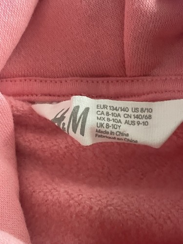 H&M Girl's Graphic Bunnies Hoodie Sweatshirt Pink Long Sleeve Pullover Size 8-10 - Picture 5 of 10