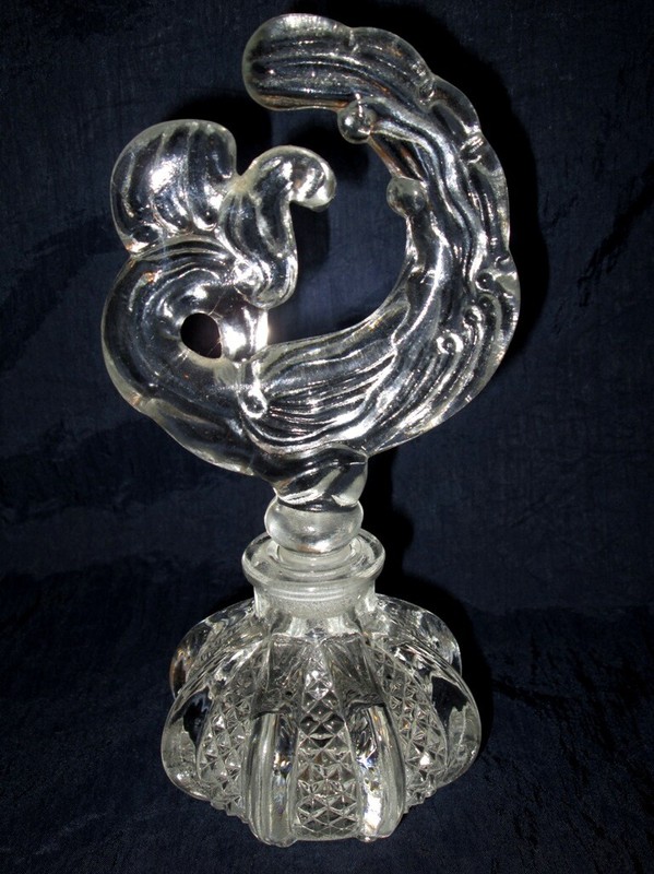 Vintage Pressed Glass Perfume Bottle - Bird Stopper