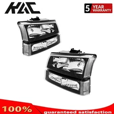 2x Headlight Assembly Lamp Clear For 2005-2006 Chevrolet Silverado 2500 HD