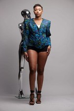 Long Sleeve Blue Floral Blazer