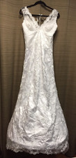 White Lace Contract Lover Wedding Dress W Straps And V Neck Hoop Skirt Sz Small