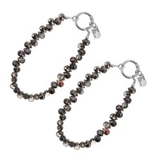 2 Pcs Phone Bracelet Strap Cell Crystal Lanyard Beaded Mobile Charms