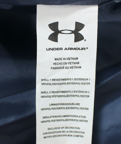Under Armour Pronto Puffer Jacket High Neck Hooded Quilted Blue Boys XL Youth - Picture 11 of 11
