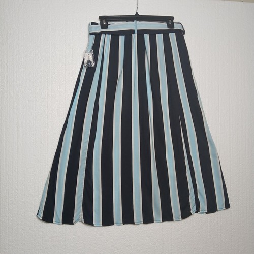 Westport Womens Blue Stripe Skirt With Buttons And Fabric Belt Size M - Picture 4 of 14