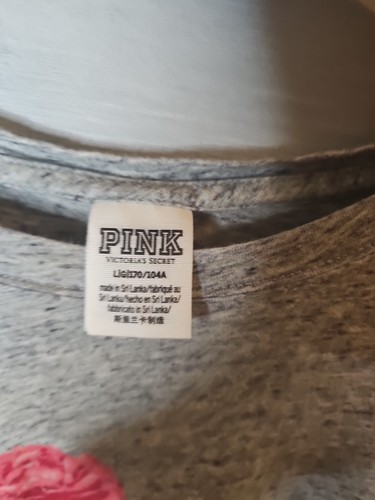 Pink Logo women's long sleeve t-shirt Large grey with rose And Sequin Letters - Picture 3 of 5