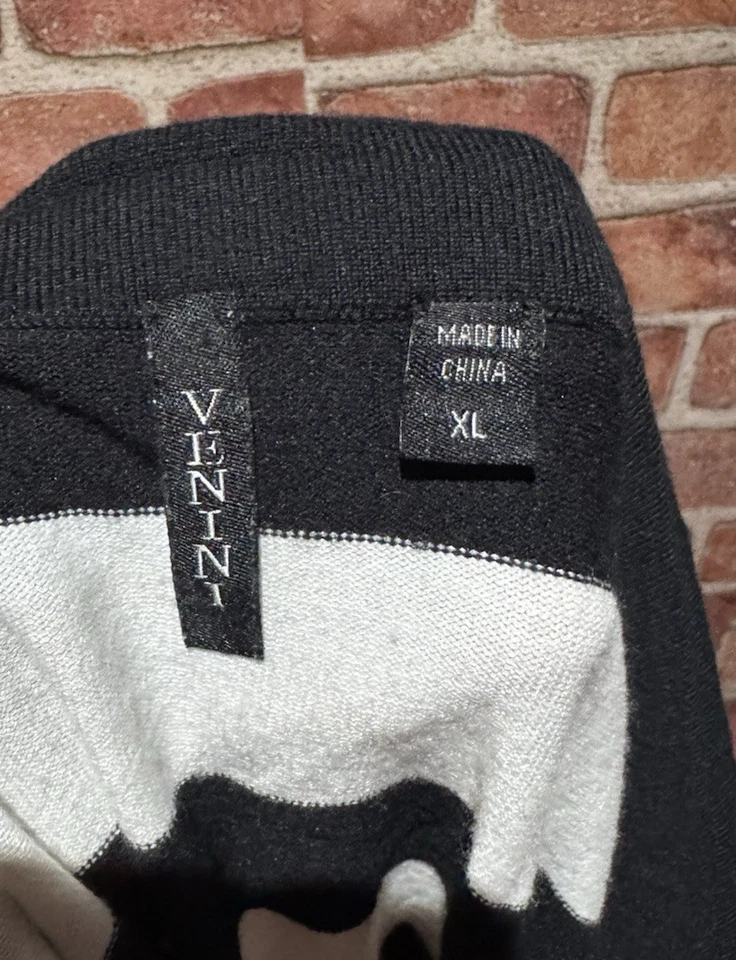 Suéter Venini Hombro Descubierto Mujer Talla XL Cuello Barco Negro/Blanco Rayas Manga 3/4 Foto 3 de 4