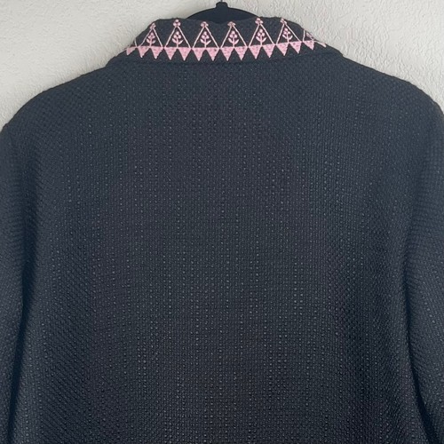 Cynthia Rowley Black Pink Tweed Embroidered Oversize Damen Utility Jacket XS NWT - Picture 11 of 15