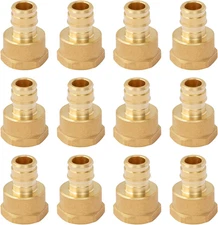 12 Pack Pex a Expansion 1/2" X 1/2" Female NPT Adapter Brass Fitting, No Lead Br