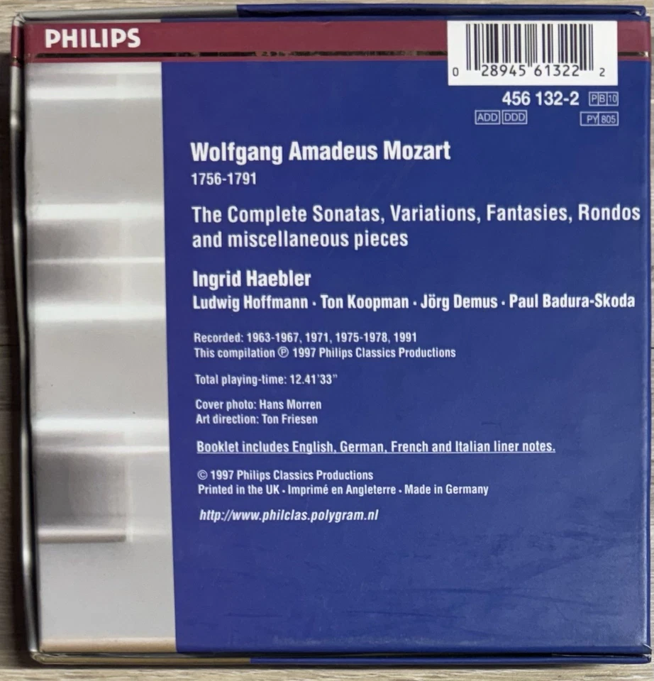 Piano Works-Comp by W.A. Mozart: Ingrid Haebler (10xCD Box, 1997 Philips) - Image 3 of 3