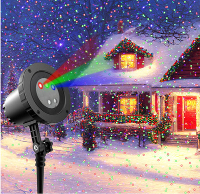 Proyector de luces navideñas RGB, estrellas rojas, verdes y azules, uso exterior