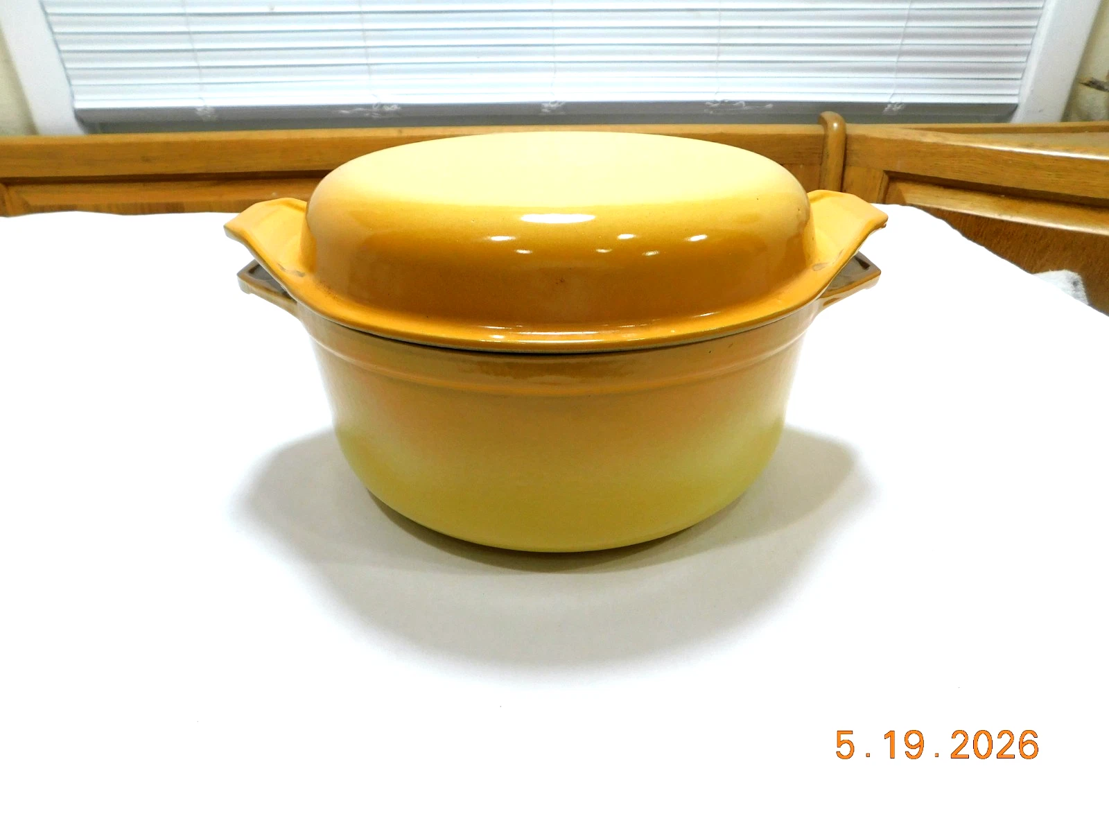 Dutch Oven 5 QT Multi Purpose Pot Enamel Cast Iron Gradient Yellow France