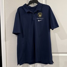Nike Men's Short Sleeve Milwaukee Brewers MLB Polo Shirt Solid Blue Logo Size XL