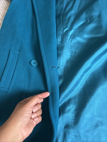 Vintage Long Wool Peacoat Wool For Women Sz M Color Green - Picture 11 of 15
