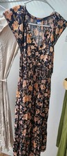 Old Navy Navy Peach Floral Sleeveless V-Neck Long Dress Smocked Pullover XS