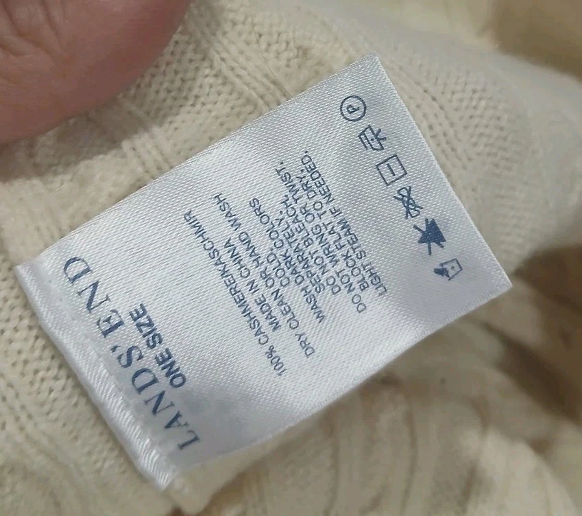 Gorro Lands' End 100 % cachemir talla única crema clásico minimalista  Foto 4 de 4