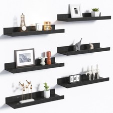 Floating Shelves for Wall Decor and Storage, Black, 6Pcs 15.7''