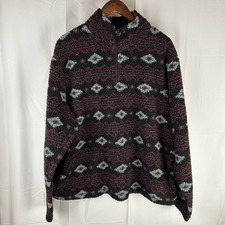 Wrangler Aztec Southwest Sherpa Fleece Pullover 1/4 Zip Men  s Sz XL Red Black