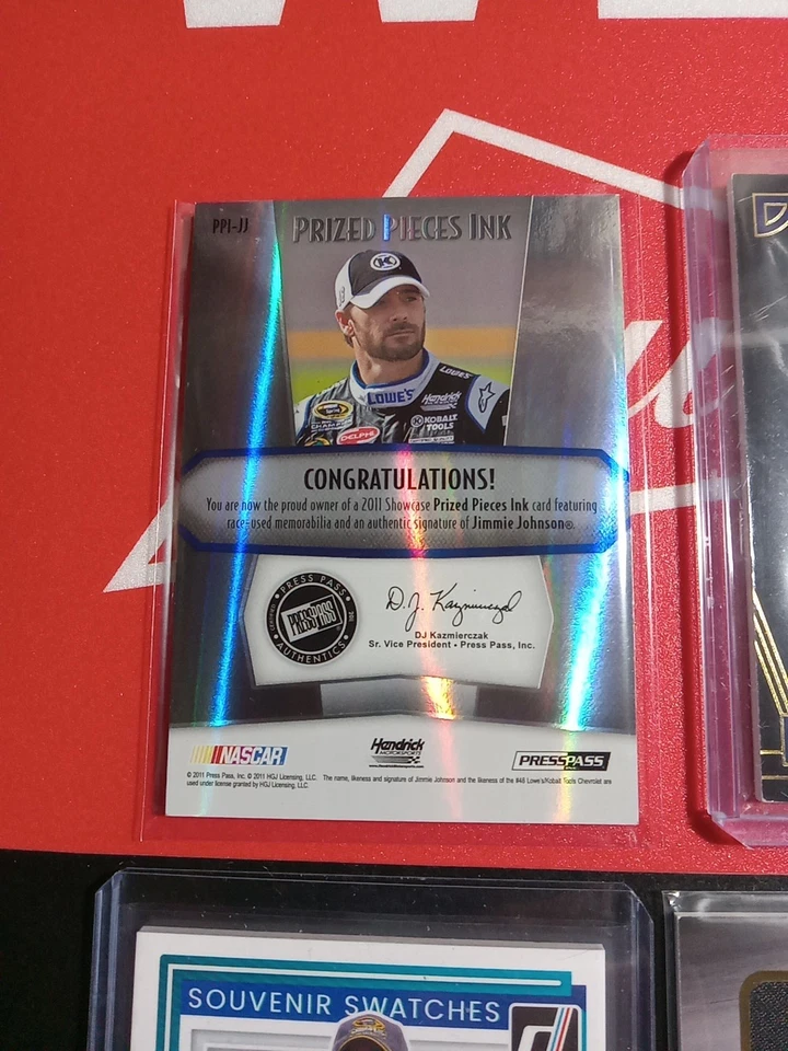 Jimmie Johnson 2011 Press Pass Showcase "Logo"patch/auto #18/25. (6) Card Lot - Image 3 of 4