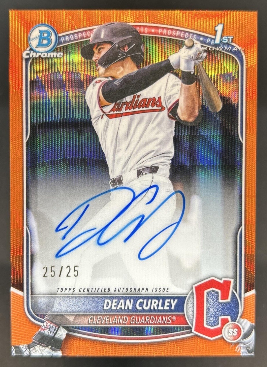 2025 Bowman Draft Dean Curley Chrome Auto Orange Wave Refractor 1st #/25