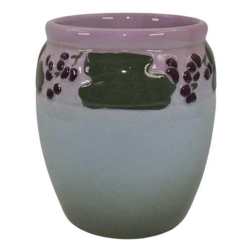 Owens Lotus Early 1900s Vintage Art Pottery Purple Blue Ceramic Vase X218 - Picture 4 of 6