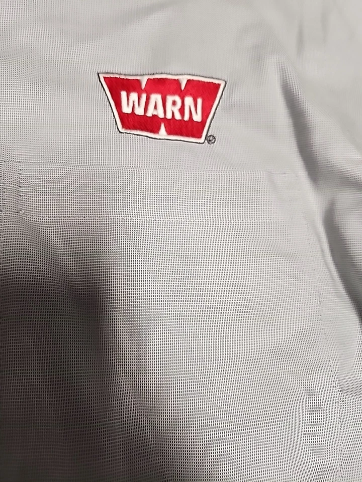 Warn Industries Logo Blue Pin Check Long Sleeve Button Down Shirt Mens Medium - Image 4 of 4