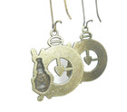 New Alice in Wonderland White Rabbit w/ Clock Bronze-tone Dangle Earrings  2.25" — photo 3