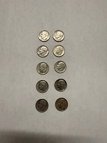Silver Roosevelt Dime Lot of 10