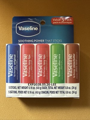 Vaseline Lip Therapy with Petroleum Jelly Assorted Flavor 5 stick pack