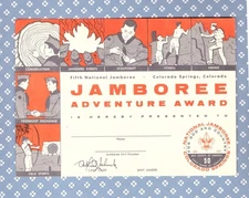 National Jamboree 1960 - Adventure Award Certificate  -Mint-