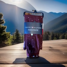 Tommy Hilfiger Men's Woven Cotton Boxer Size X-LARGE FLAG PRINT MAROON