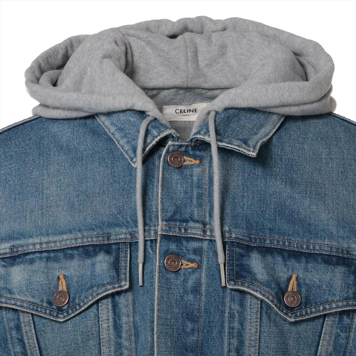 Celine Cotton Denim Jacket XL Men's Blue 2Q472930F hooded | eBay