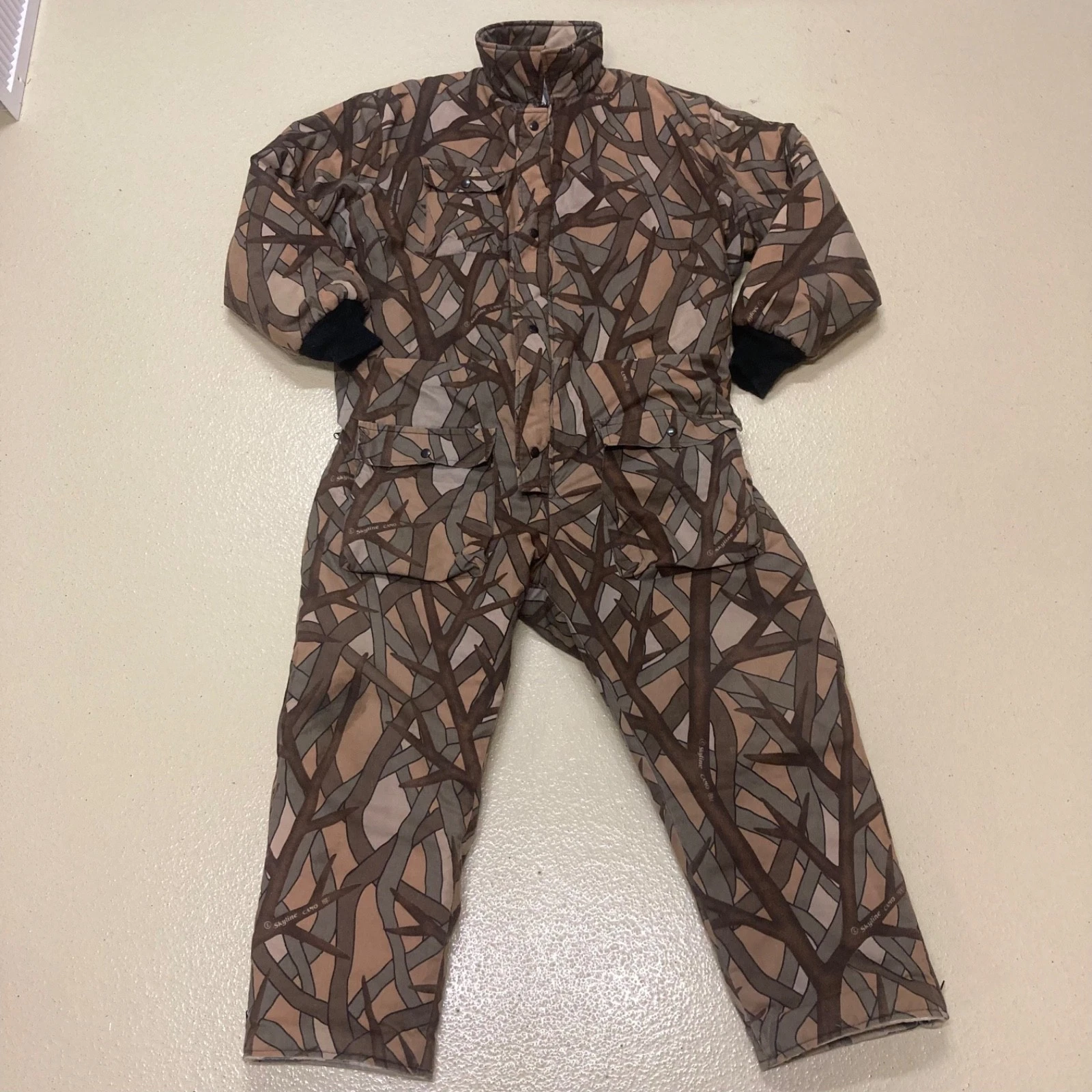 Vtg Cabelas Skyline Camo Reversible Insulated Mens 2XL Cold Weather Coverall USA
