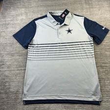 Dallas Cowboys Nike Polo Shirt Mens Large Gray Blue NFL Dri Fit
