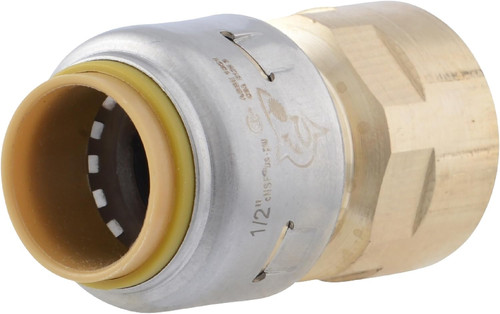 Max 1/2 x 1/2 Inch FNPT Adapter, Push To Connect Brass Plumbing Fitting, PEX Pip