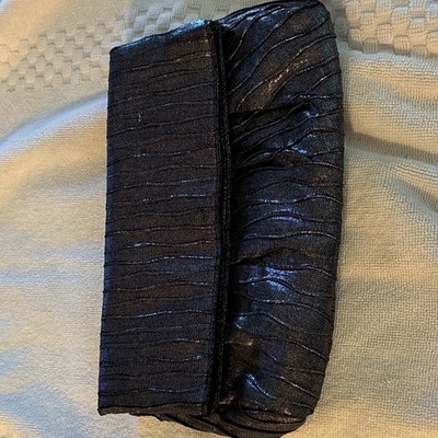 Style&co. Women s Black Metallic Pleated Clutch Magnetic Closure Lined