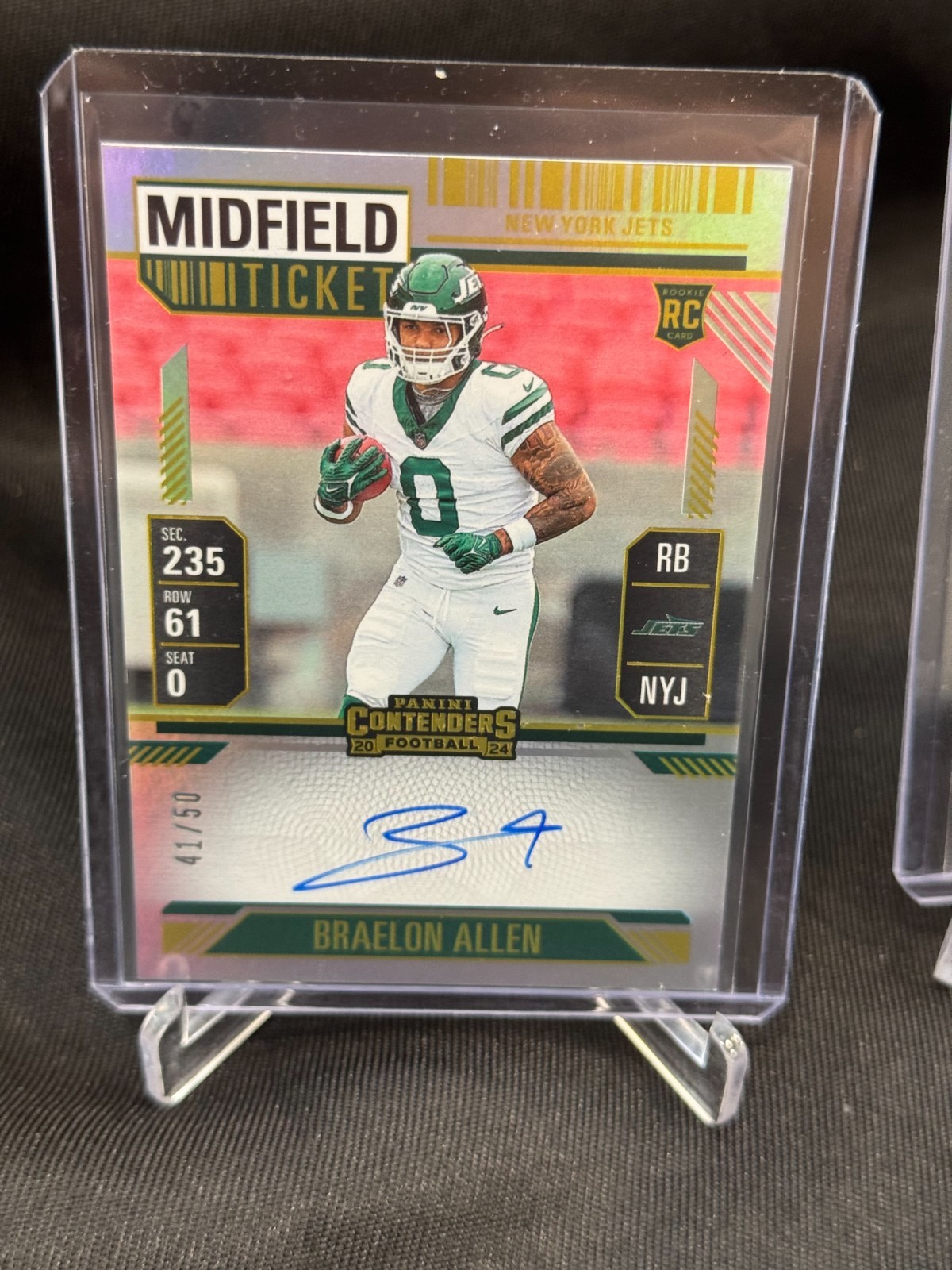 2024 Contenders Braelon Allen Midfield Ticket Auto #41/50 New York Jets RC