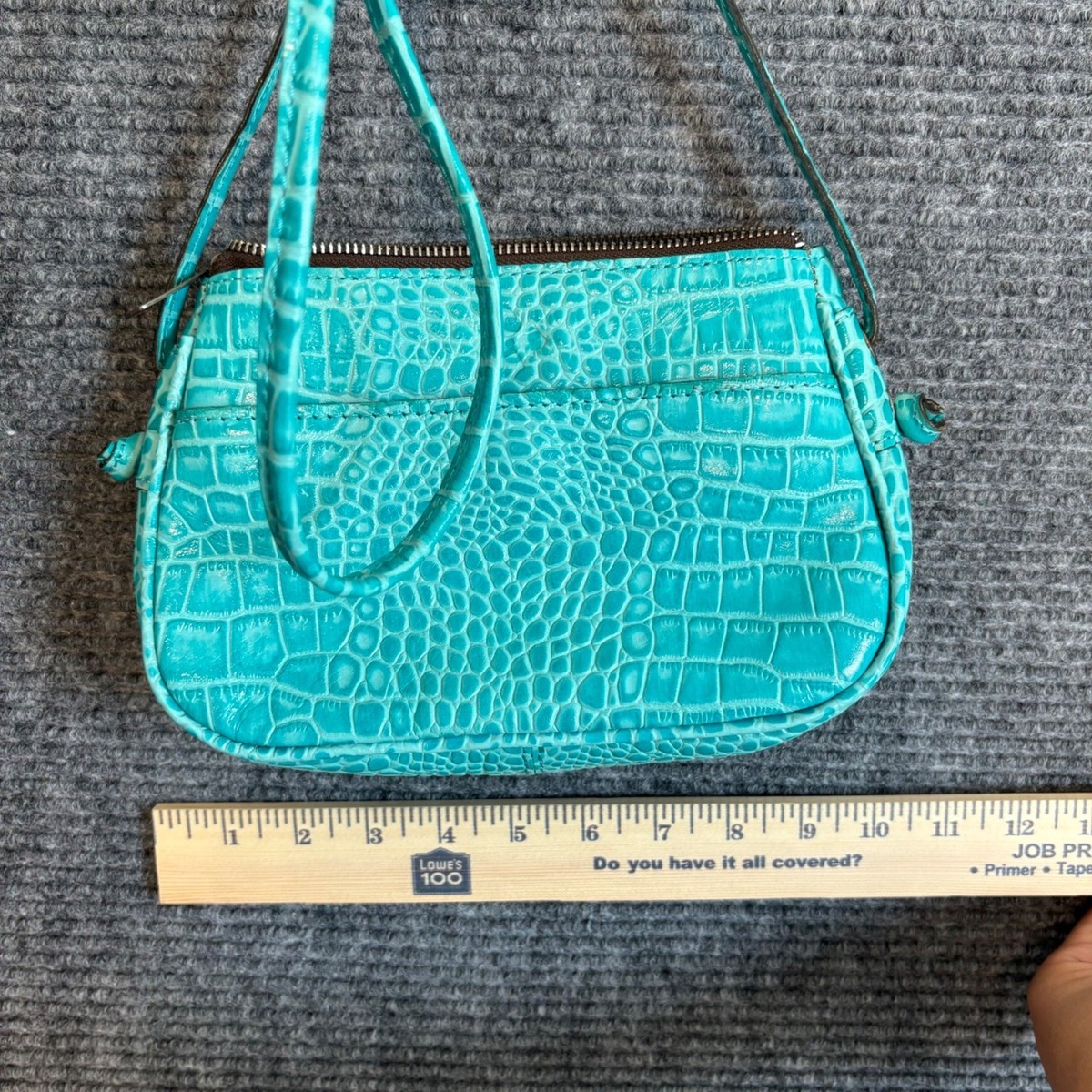 Patricia Nash Turquoise Croc Embossed Leather Crossbody Bag  display picture 3