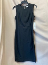 Womens Calvin Klein Little Black Dress Sleeveless Zip Size 4 NWT Classic Formal