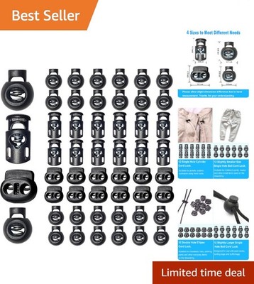 Plastic Cord Locks (48pcs) - Spring Toggle Drawstring Clips