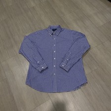 Ralph Lauren Men  s Blue Plaid Custom Fit Fine Two-Ply Button Down Shirt Size XL