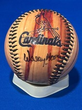 Wally Moon St Louis Cardinals Auto Rawlings Wood Grain Baseball Souvenir