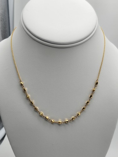 GORJANA SIGNED Gold-Tone Chain Link & Beaded Necklace. Gorgeous! 17.5" - Picture 6 of 16