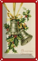 Blechschild 18X12 Cm Weihnachtszweig Glocke Christmas Deko Geschenk Metall Schil