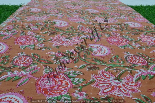 Material de costura con estampado de algodón en bloque de mano indio tela artesanal 5 metros - Imagen 4 de 6